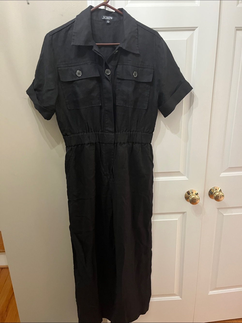 J. Crew Black Short-Sleeve Utility Jumpsuit